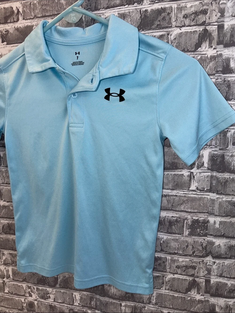 Under Armour Light Blue Boys' Polo with Black Logo